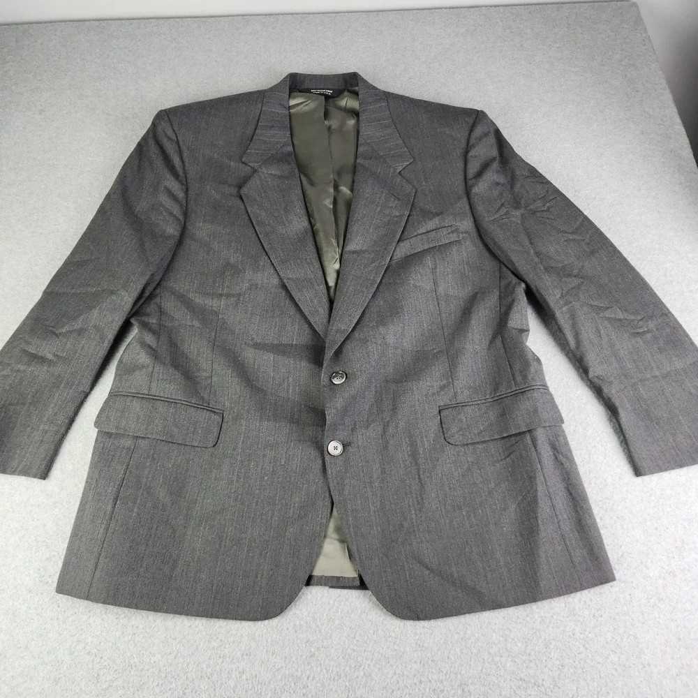 John Alexander Suit‎ Mens 46R x 41W Gray Worsted Wool Pinstripe 2pc Blazer Pants